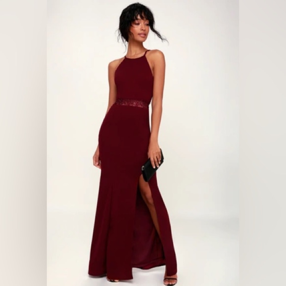 About Your Heart Lulus Burgundy Lace Maxi Dress